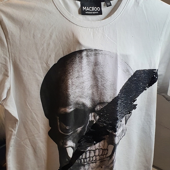 Mens MACEOO SKULLDISCO WHITE Tee suze2/S - Picture 1 of 7